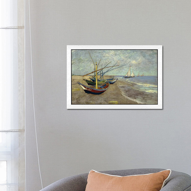 Fishing Boats On The Beach At Les Saintes Maries De La Mer by Vincent Van Gogh - Painting on Canvas, 101.6 cm H x 66.04 cm W