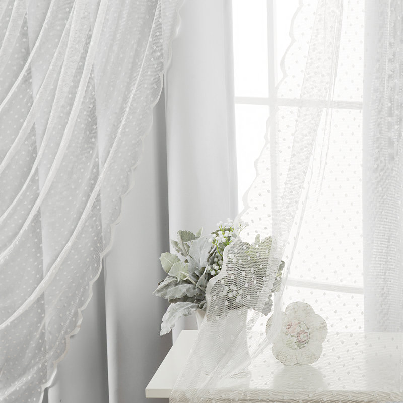 Tulle Polyester Room Darkening Curtain Panels, Vapor, 52" W x 96" L