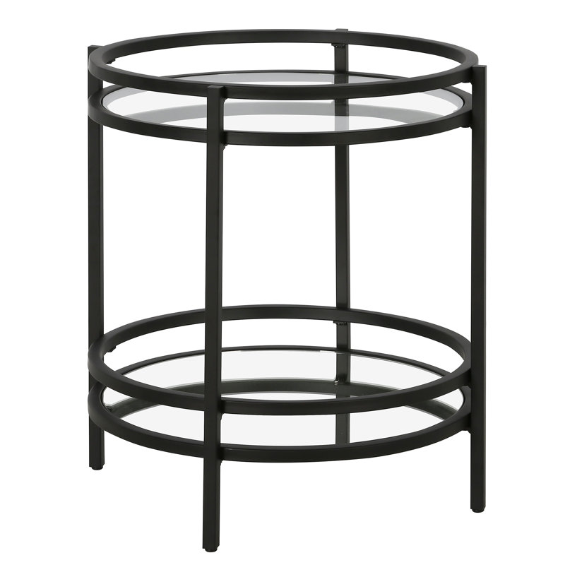 Antoinette Glass Top End Table, Black