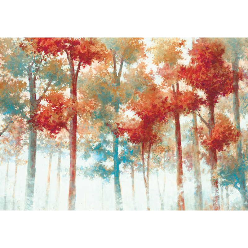 Reproduction d’art sur toile rouge et bleu Forest, H 20 po x l 30 po
