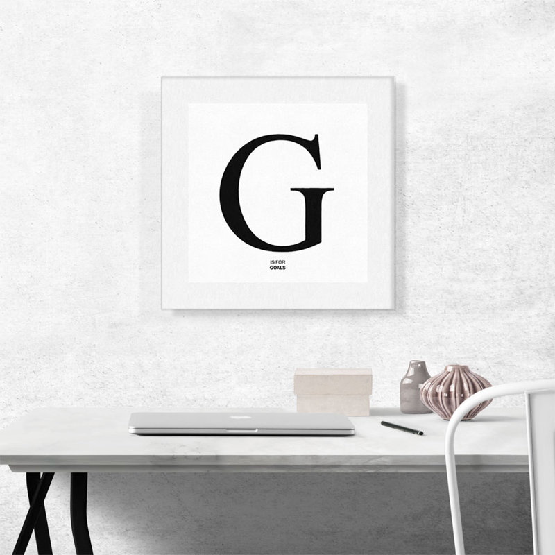«Modern Modern», noir et blanc, gris, alphabet Serif, lettre G - reproduction d'art textuel sur toile tendue