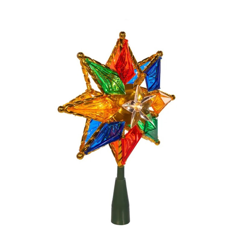 Multi-Colored Plastic 10-Light 8-Point Star Tree Topper