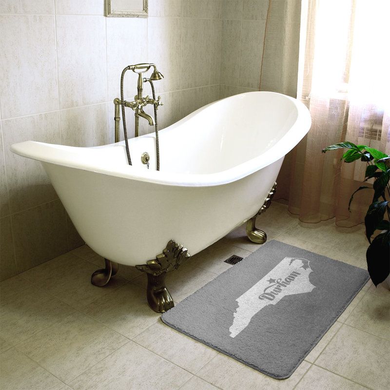 Tapis rectangulaire antidérapant pour salle de bain, L 21 po x L 34 po, Gris, Durham, Caroline du Nord 