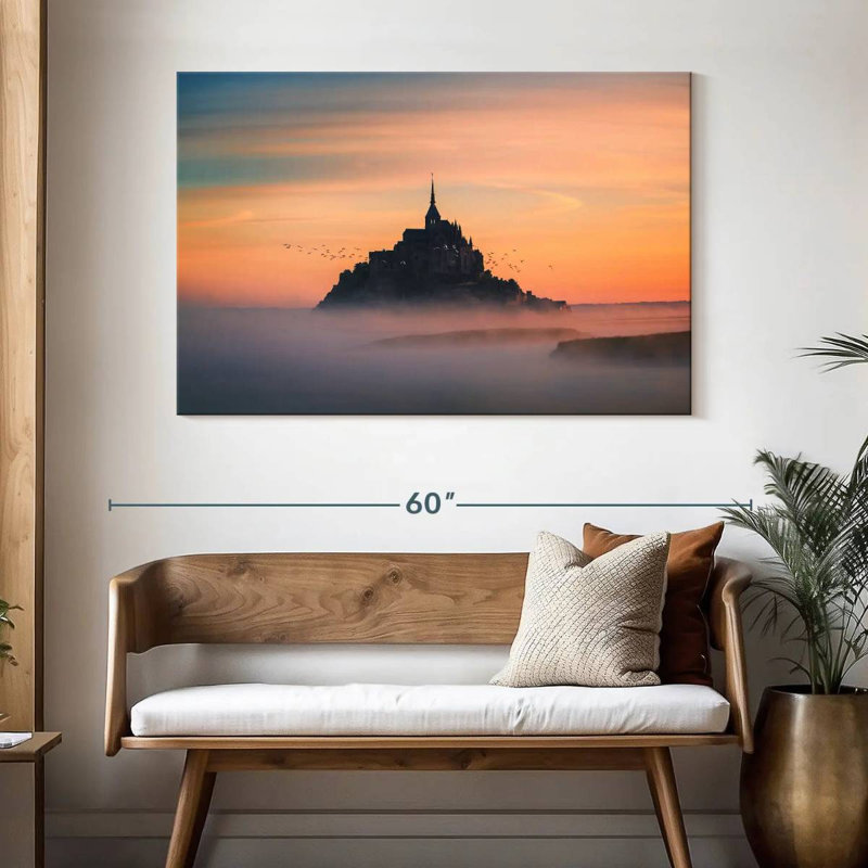 Lilie, château mystique au lever du soleil, H 32 po x l 48 po
