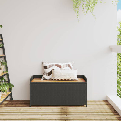 Outdoor Storage Bench Durable Poly Rattan Wicker Garden Bench Deck Box