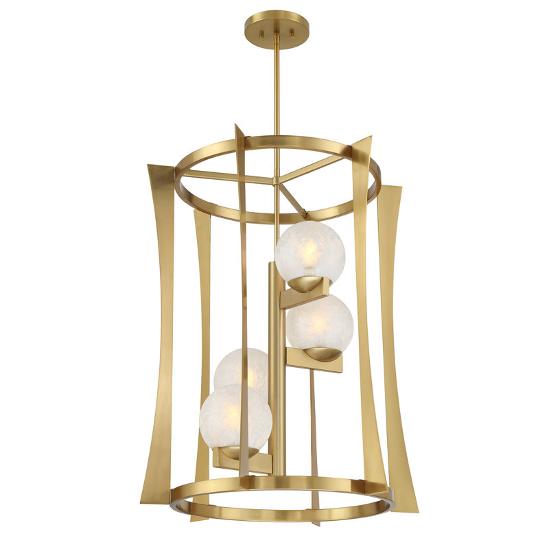 Luminaire suspendu 4 lumières Darien, Laiton