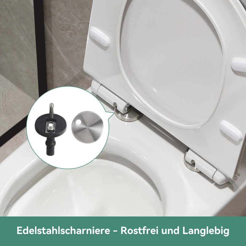 Belfry Bathroom Nimley LPF Round Wall Mounted Wall Hung Toilets (Seat Included)
