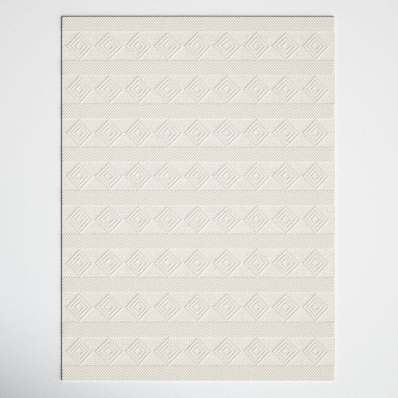 Latrissa Flatweave Wool Beige Area Rug, Rectangle 9' x 12'