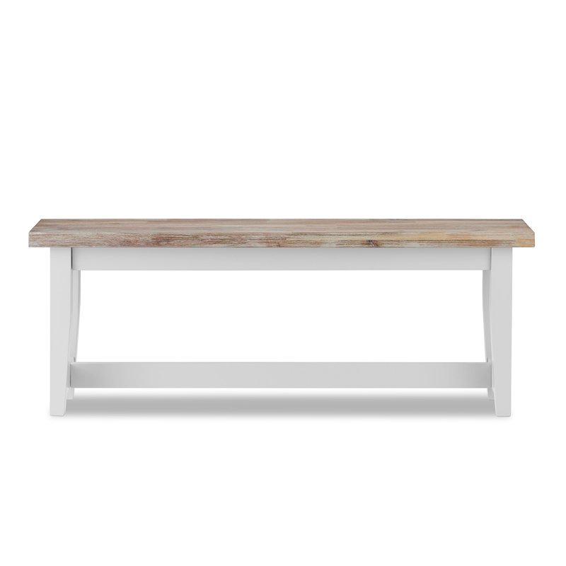 Doria Solid Wood Bench, White, H44.8 x W120 x D32cm