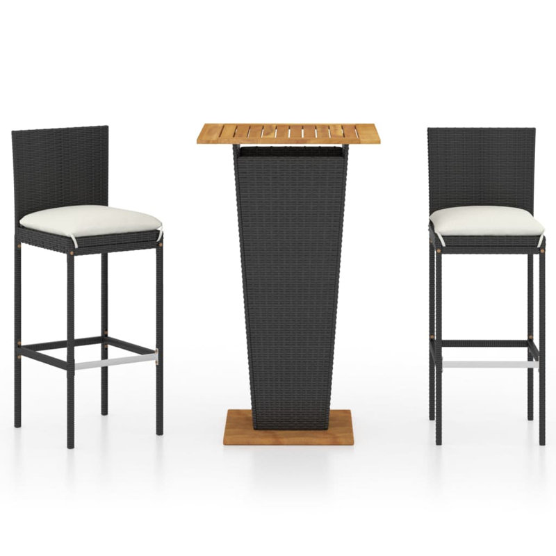 Ensemble repas pour 8 personnes avec coussins Tocarra Square, Noir, 2, 23.6" table length
