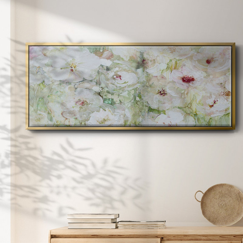 Jardin Blanc- Framed Canvas, 12" H x 30" W