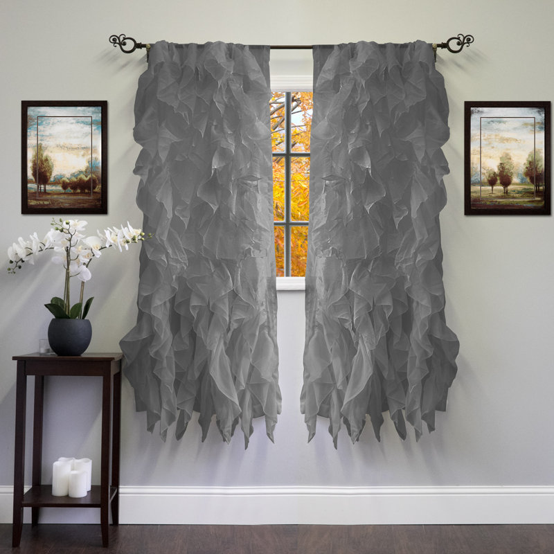Fulda Semi Sheer Curtain Single Panel, 50" W x 63" L, Gray