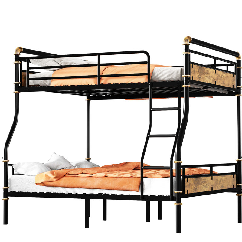 Lit superposé noir double au-dessus d'un grand lit, pour une utilisation à long terme, lit superposé en métal, répond à divers besoins,