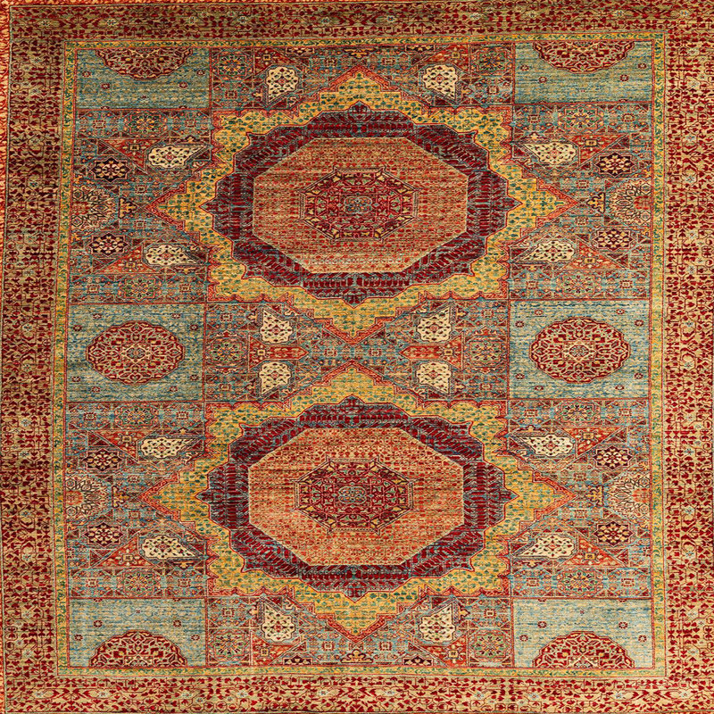 Tapis décoratif multicolore à motif abstrait, Carré 5 pi