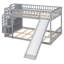 Lit superposé double au-dessus de double avec trois tiroirs, glissade et échelle convertible pour un espace de couchage et de rangement supplémentaire (sans matelas)-989203099
