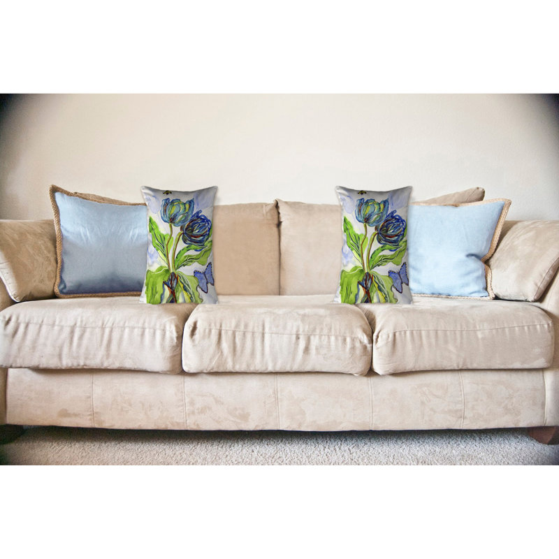  Coussin Tulip and Morpho, H 16 po x l 20 po