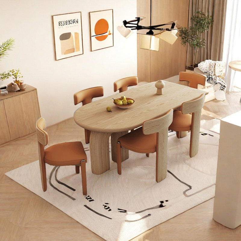 Modern solid wood dining table set, 29.53"H x 55.12"L x 31.5"W