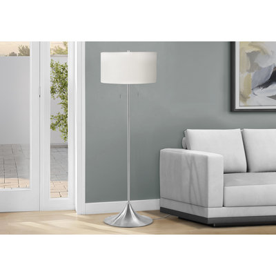 Lighting, 61"h, Floor Lamp, Silver Metal, Ivory / Cream Shade, Contemporary