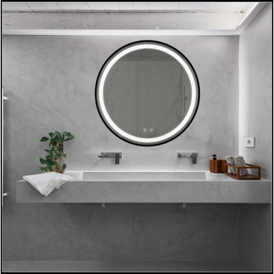 Miroir de salle de bain avec éclairage réglable et fonction antibuée