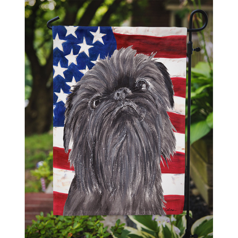 2 côtés en polyester de 2 côtés american drapeau de jardin, Griffon bruxellois gris