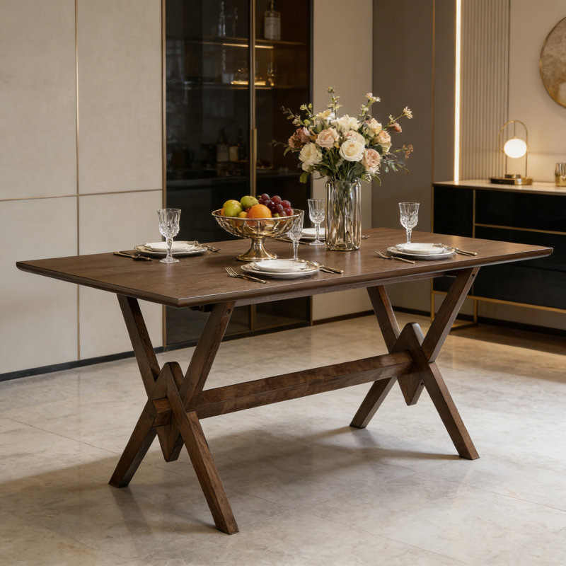 63" Double V Dining Table, Walnut