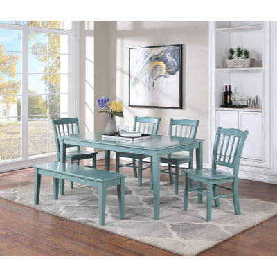Weldy 6 - Person Solid Wood Top Four Leg Dining Set