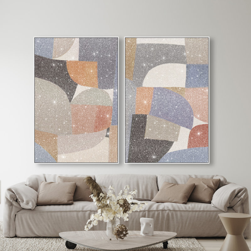 Muted Prelude Set Set by Oliver Gal, 74"H x 50"W, White Floater Frame