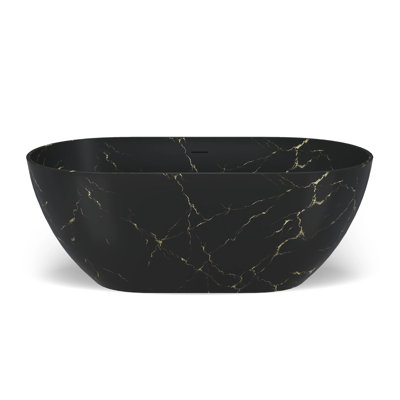 69 po. Baignoire de trempage autoportante noire 69 po, conception minimaliste moderne, baignoire ergonomique profonde