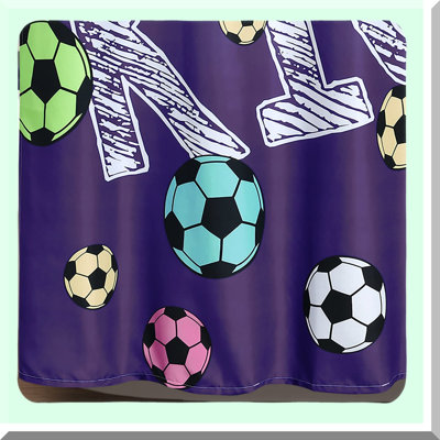 Purple Power Play: Girls Soccer Kick Shower Curtain, 72 x 72