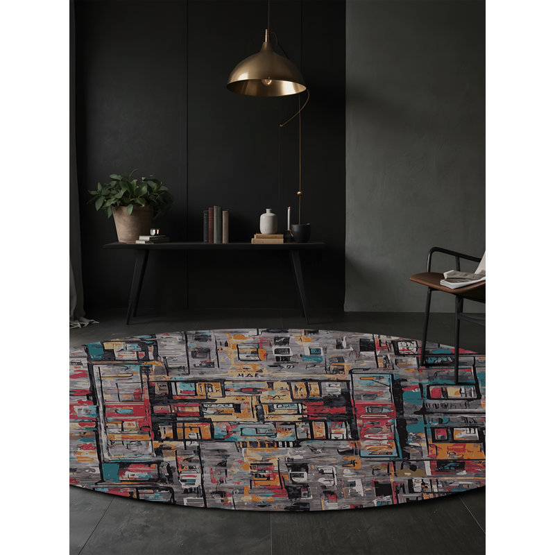 Machine Washable Brown Area Rug, Round 8'