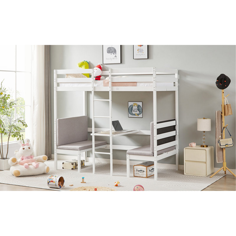 Les lits simples superposés peuvent être transformés en lit supérieur et en bureau, les ensembles de coussins sont gratuits. Blanc, L 79 po x l 40,9 po x H 79 po.