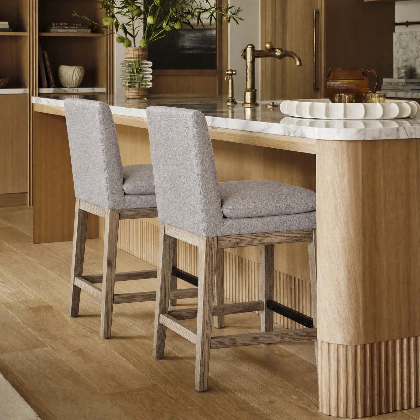 Bethea 25.98 " Bar Stool, Graywash, Storm