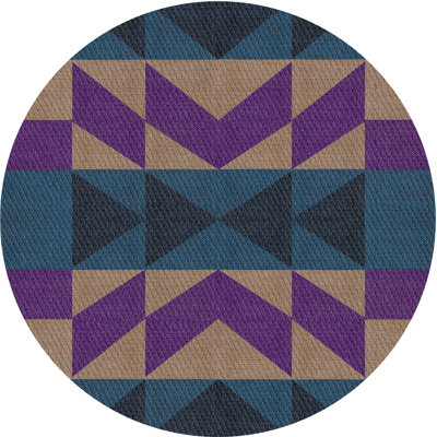 Tapis brun/bleu/mauve à motifs