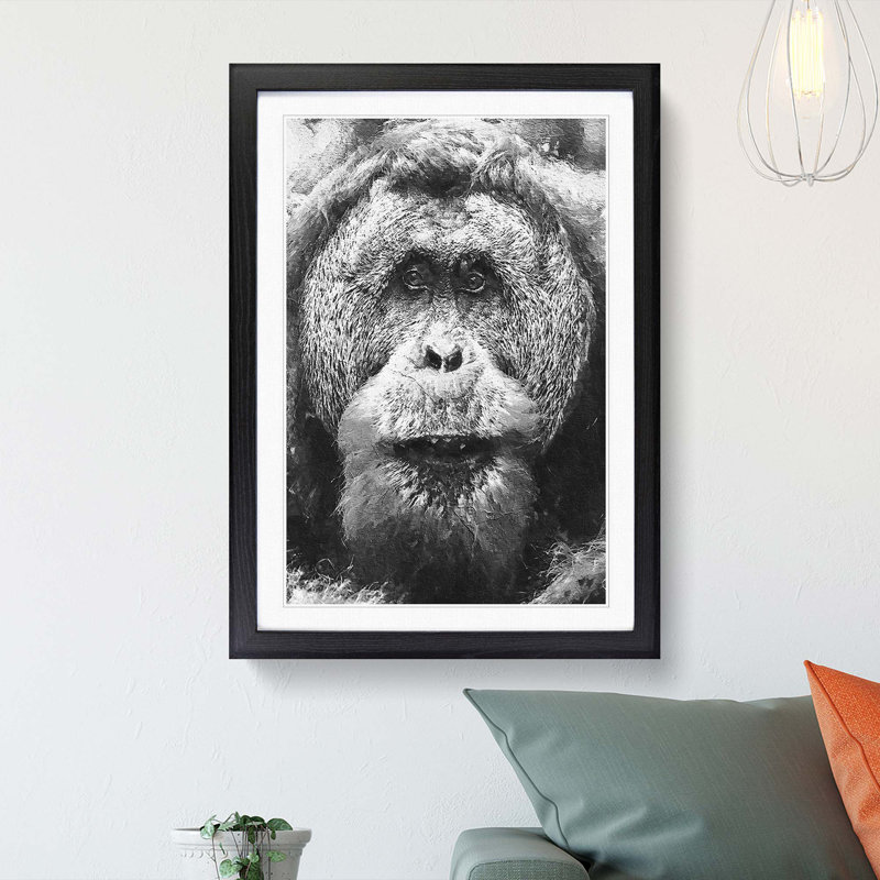 Orangutan - Picture Frame Graphic Art Print, 48cm H x 36cm W x 2cm D, Black Framed