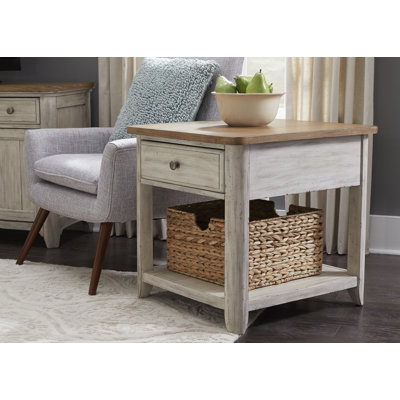 Table de bout Harlowe avec 1 tiroir, tablette et panier
