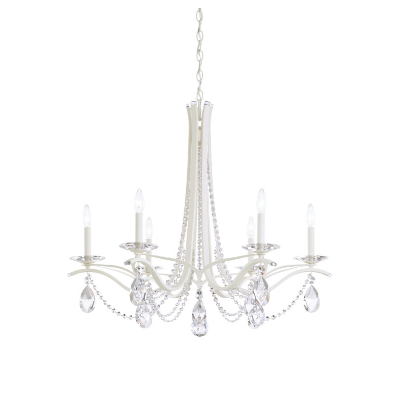 Vesca 6 - Light Chandelier, Radiance Crystal, White
