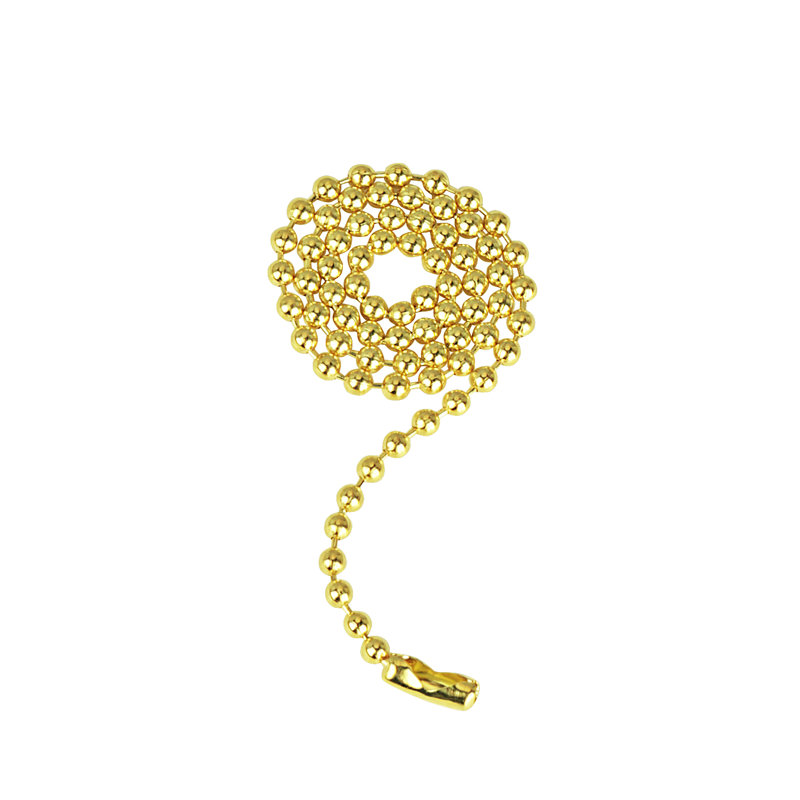 Beaded Pull Chain, Polished Brass, 12" H x 0.2" W x 0.2" D