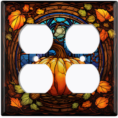 Halloween Festive Pumpkin 2 - Gang Duplex Outlet Standard Wall Plate