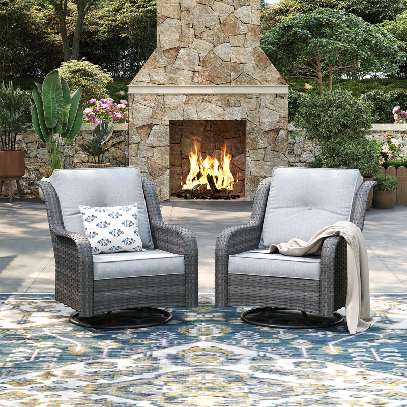 Swivel Patio Club Chair with Cushions , Gray