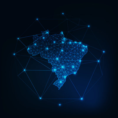 Brazil Map Outline - Wrapped Canvas Print