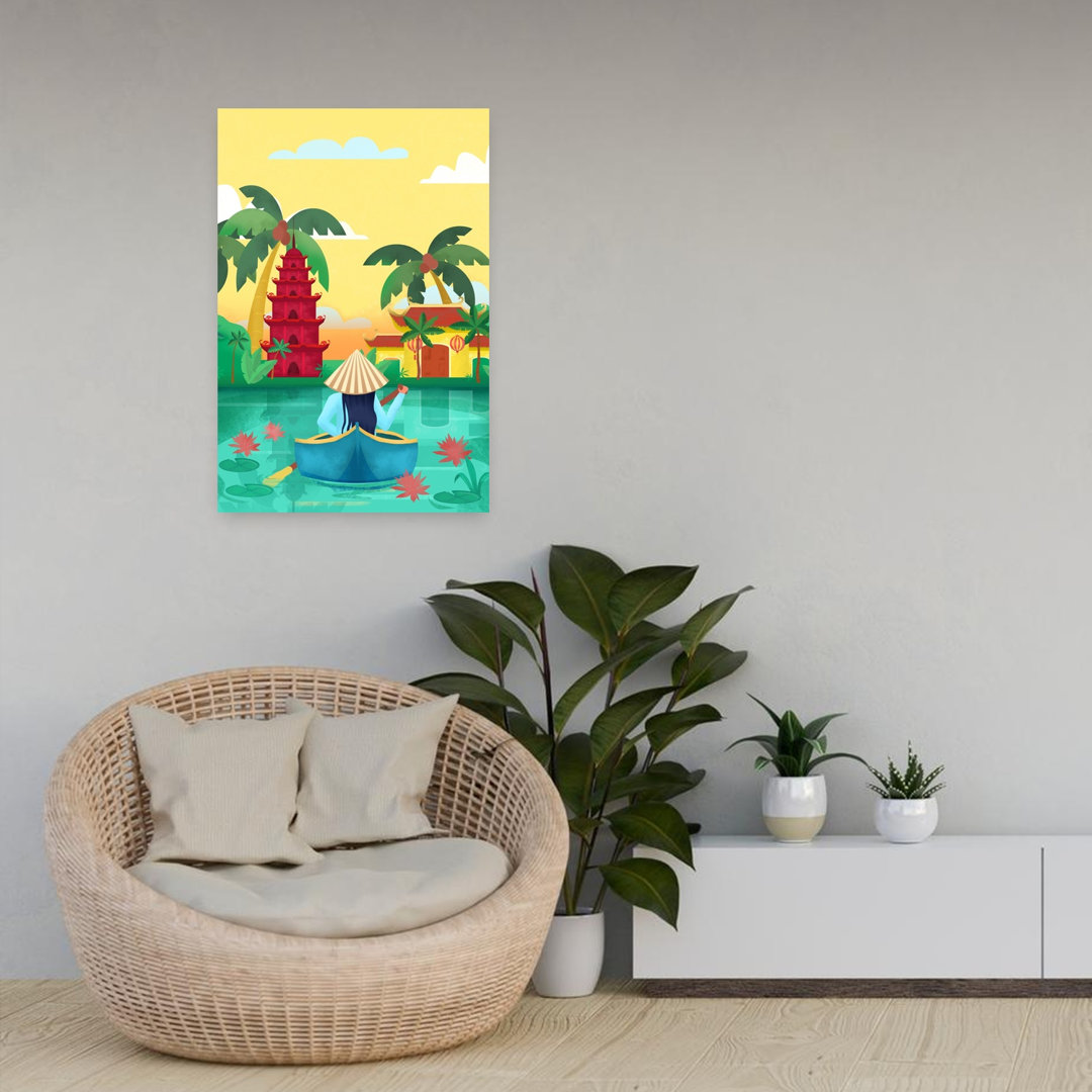 Vietnam Peaceful Serene Tranquil Palm Tree Lotus Flower Forest Wall Art Print