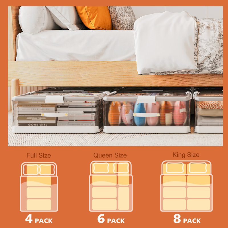 EnHomee Storage Bin Under Bed Storage Containers Stackable Underbed Storage with Wheels, 106 qt.