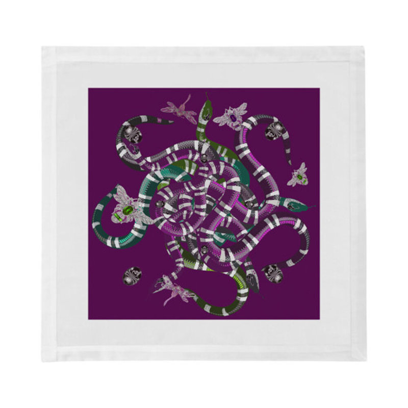 Ouroboros Cotton Blend Square Napkins, Purple