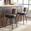 Ensemble de 2 tabourets de bar pivotants en cuir confortables avec îlot de cuisine noir-1990011693