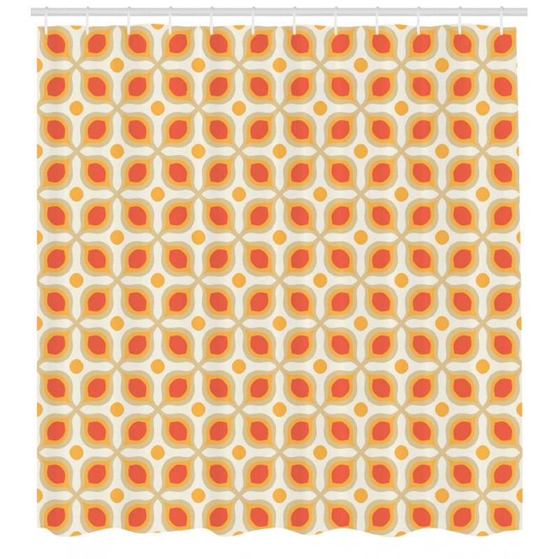 Ensemble de rideau de douche + crochets, H 70 po x l 69 po, Orange / crème