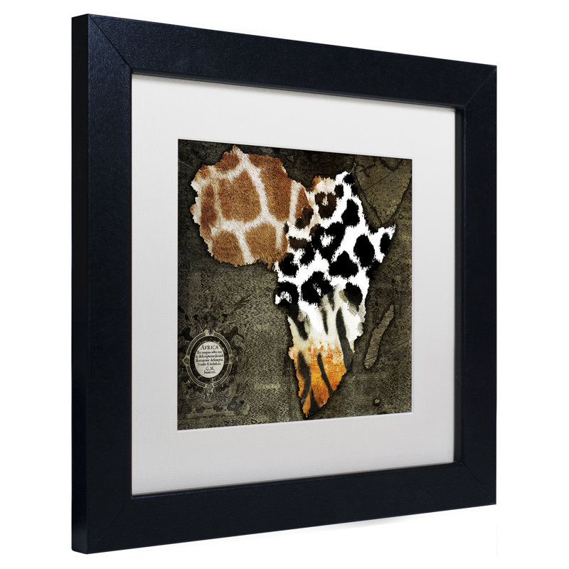 «Jadaya Animal Map of Afrique» par Color Bakery, impression encadrée, H 16 po x l 16 po x P 0,5 po, Blanc