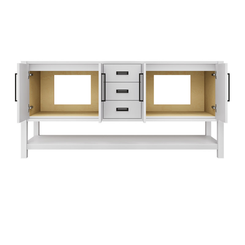 Meuble-lavabo double Kiawah, Blanc résistant, Noir mat, 72"