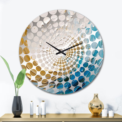 Horloge murale spirales abstraites or et turquoise