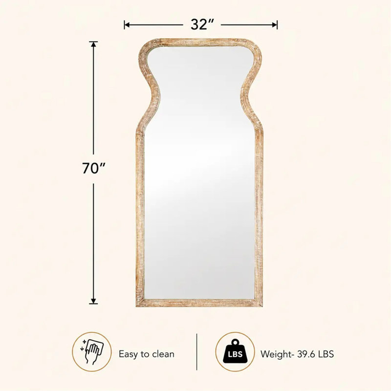 Decorative Full Length Wall Mirror with Mango Wood Frame 70"
