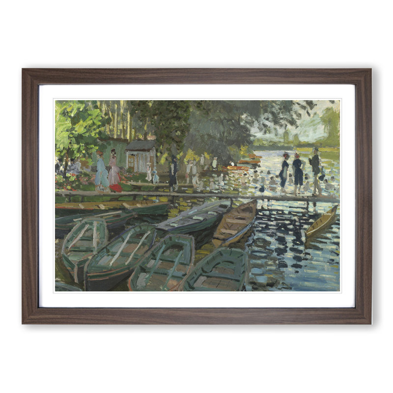 Bathers at La Grenouillere by Claude Monet - Picture Frame Painting, 36cm H x 48cm W x 2cm D, Walnut Framed